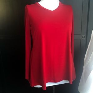 SUSAN GRAVER LONG SLEEVE V-NECK PLEATED BACK XS
